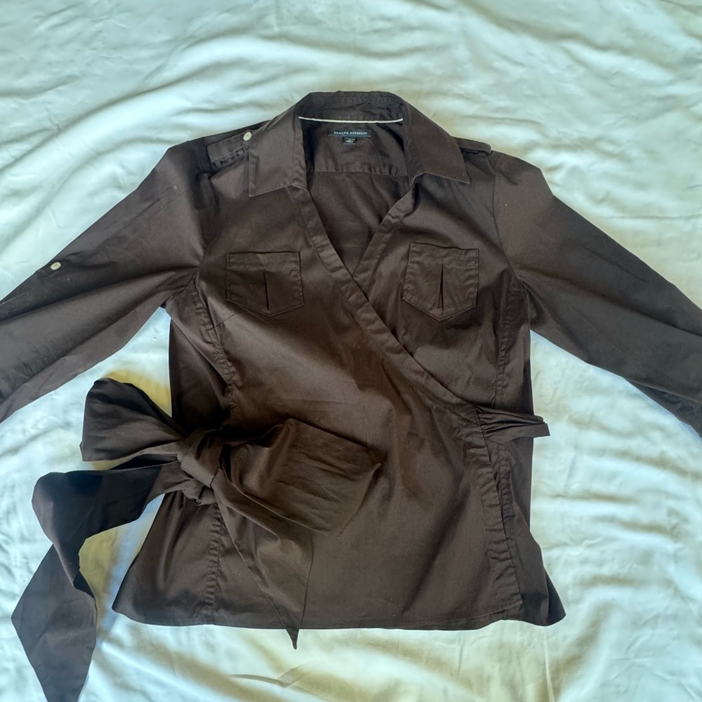 Banana Republic Wrap Blouse Brown Size L